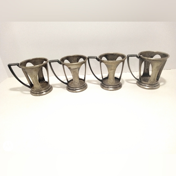 Soda Fountain Ice Cream Cup Holder Set Of 4 Vintage Retro Metal Lily Fountain - Picture 5 of 8